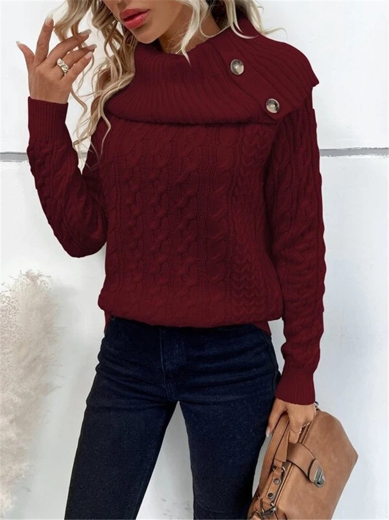 Damen Garn/Wollgarn Unifarben Langarm Bequem Lässig Pullover