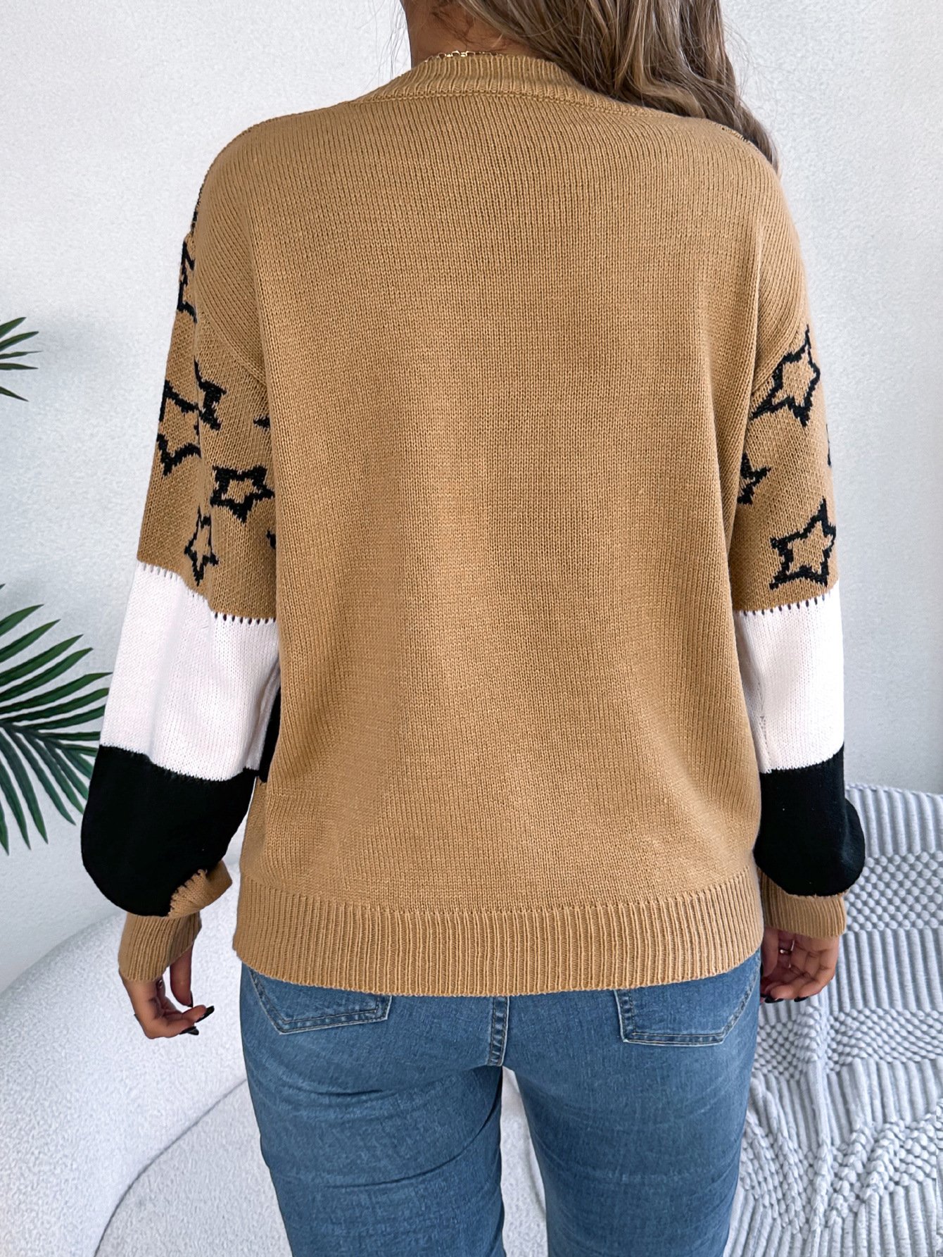 Damen Garn/Wollgarn Gestreift Langarm Bequem Lässig Pullover