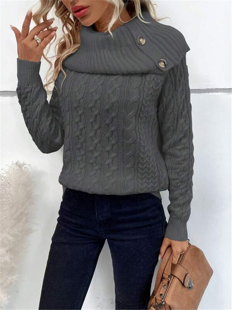 Damen Garn/Wollgarn Unifarben Langarm Bequem Lässig Pullover