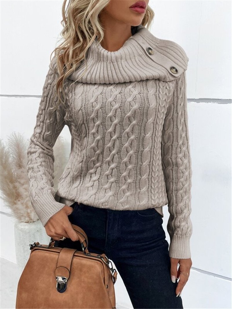 Damen Garn/Wollgarn Unifarben Langarm Bequem Lässig Pullover
