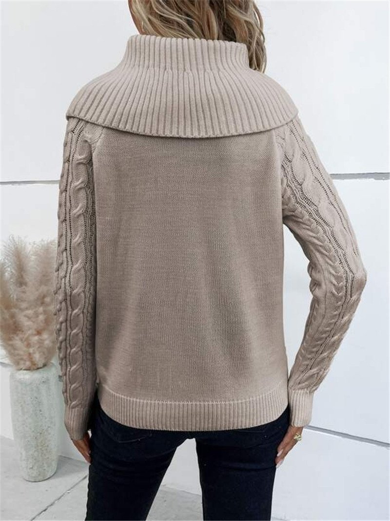 Damen Garn/Wollgarn Unifarben Langarm Bequem Lässig Pullover