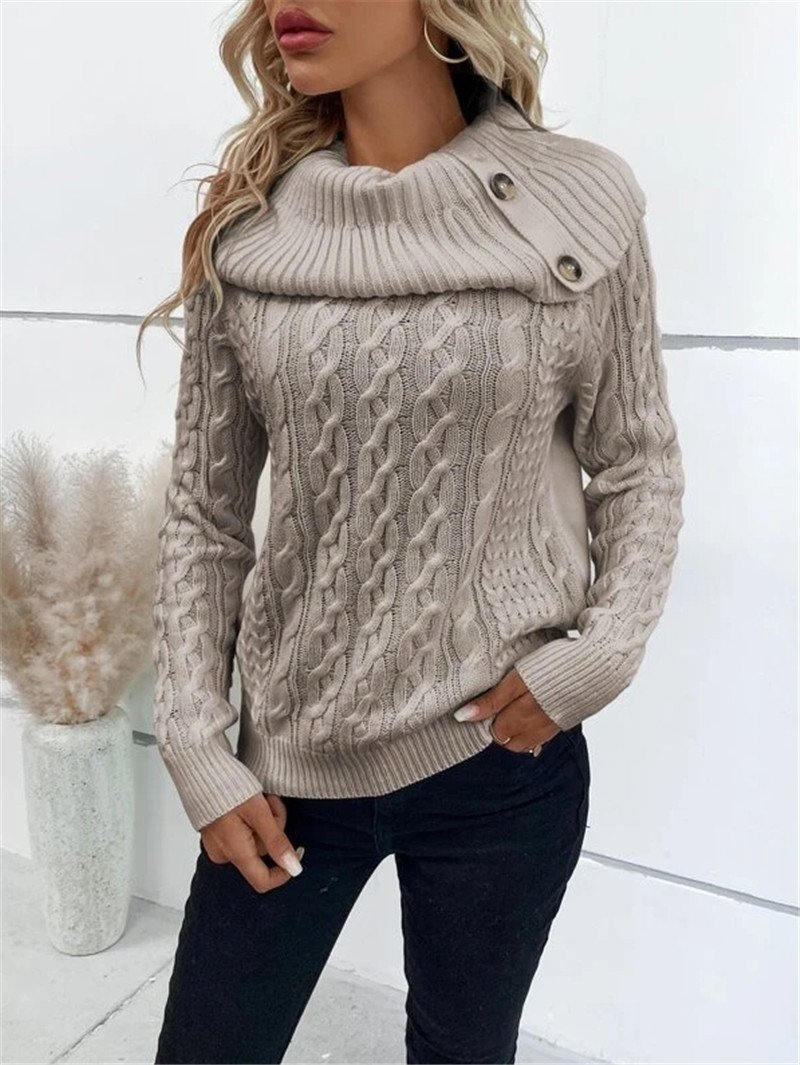 Damen Garn/Wollgarn Unifarben Langarm Bequem Lässig Pullover