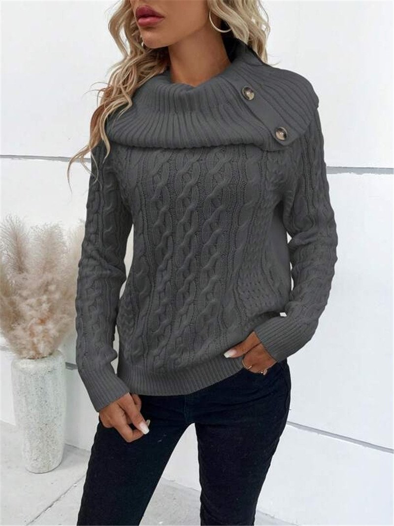 Damen Garn/Wollgarn Unifarben Langarm Bequem Lässig Pullover
