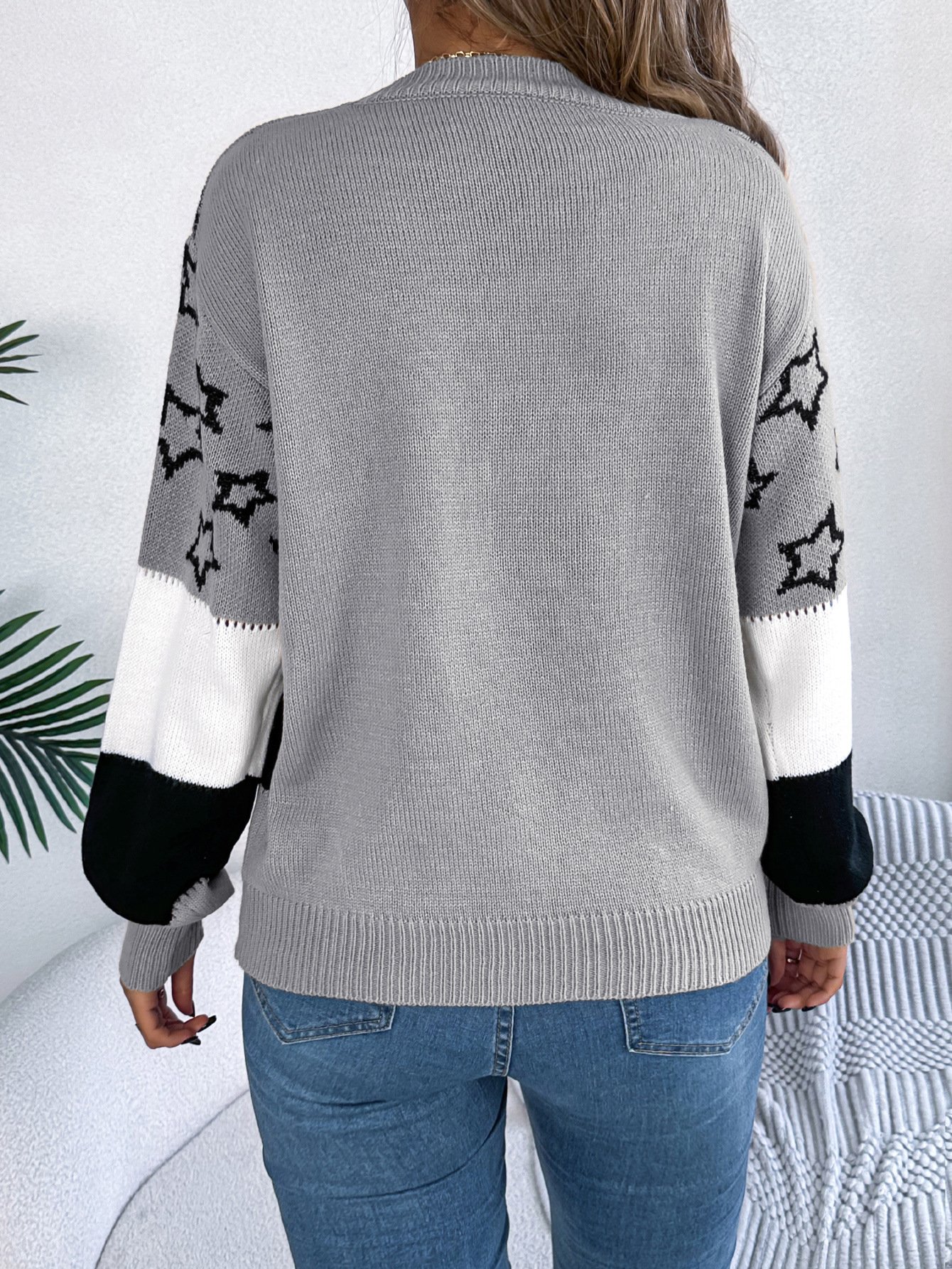 Damen Garn/Wollgarn Gestreift Langarm Bequem Lässig Pullover