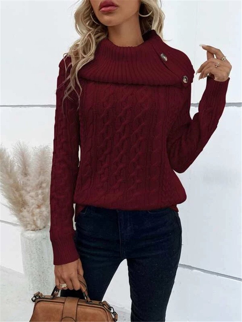 Damen Garn/Wollgarn Unifarben Langarm Bequem Lässig Pullover