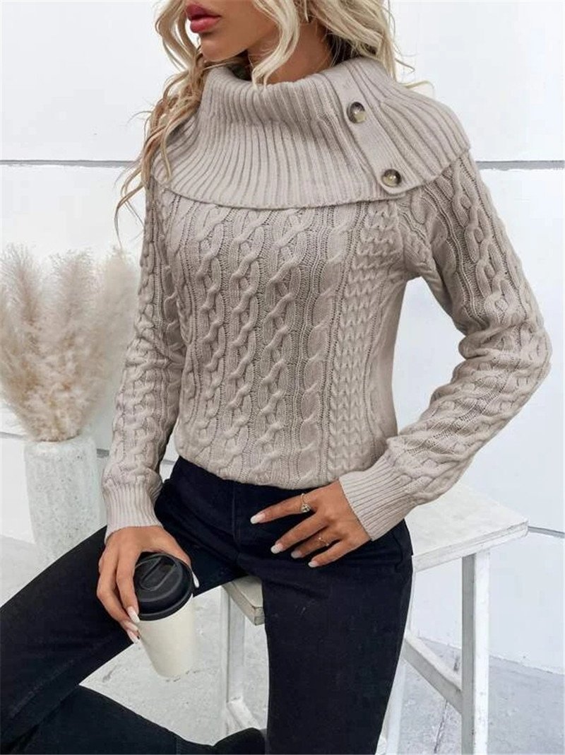 Damen Garn/Wollgarn Unifarben Langarm Bequem Lässig Pullover