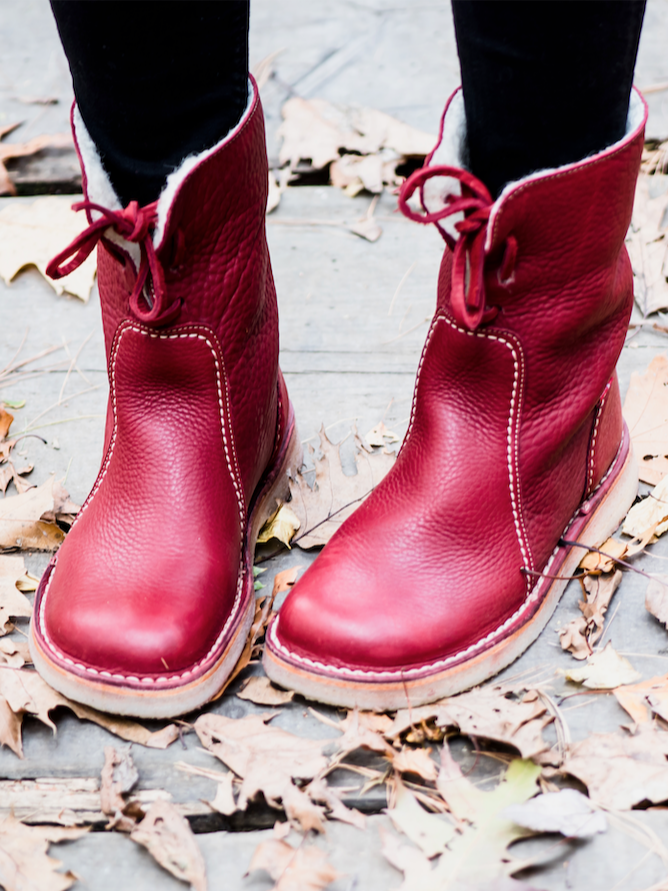 Retro Unifarben Tragbar Schnürung Blockabsatz Schneestiefel