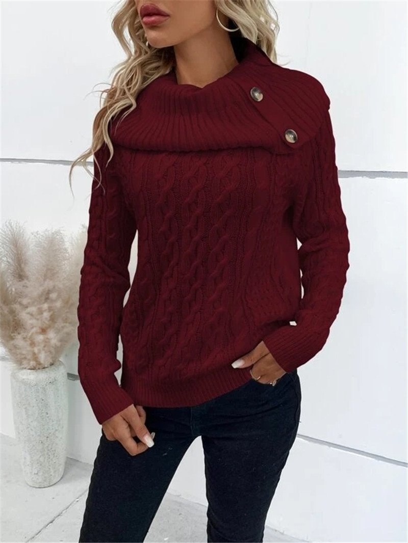 Damen Garn/Wollgarn Unifarben Langarm Bequem Lässig Pullover