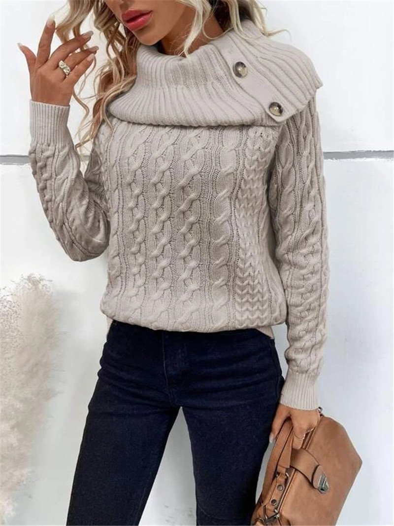 Damen Garn/Wollgarn Unifarben Langarm Bequem Lässig Pullover
