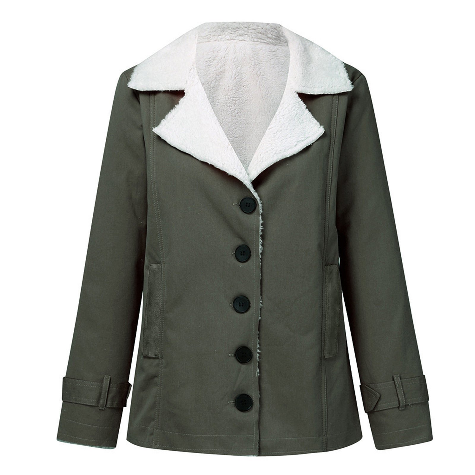 Damen Unifarben Parker Mantel Schwer Weit Gepolstert Jacke