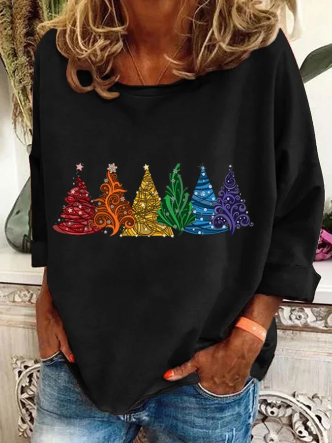 Lässig Rundhals Weihnachten Sweatshirt