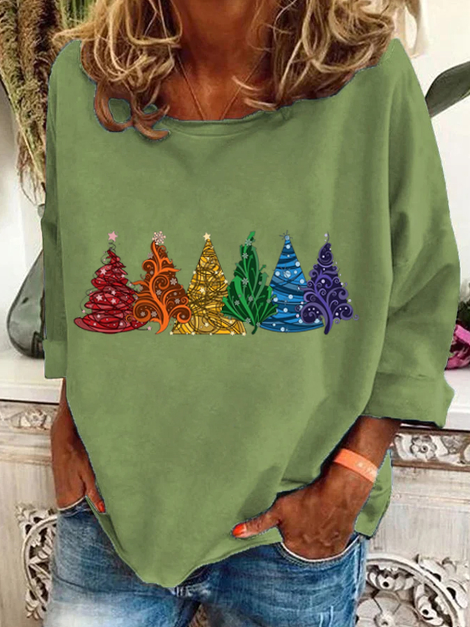 Lässig Rundhals Weihnachten Sweatshirt