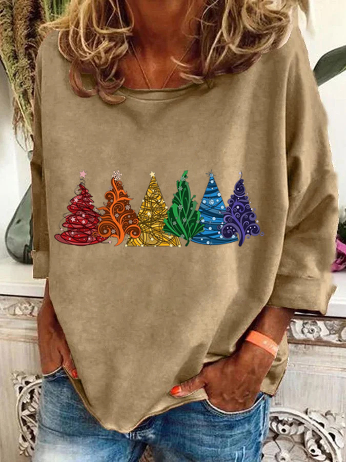 Lässig Rundhals Weihnachten Sweatshirt