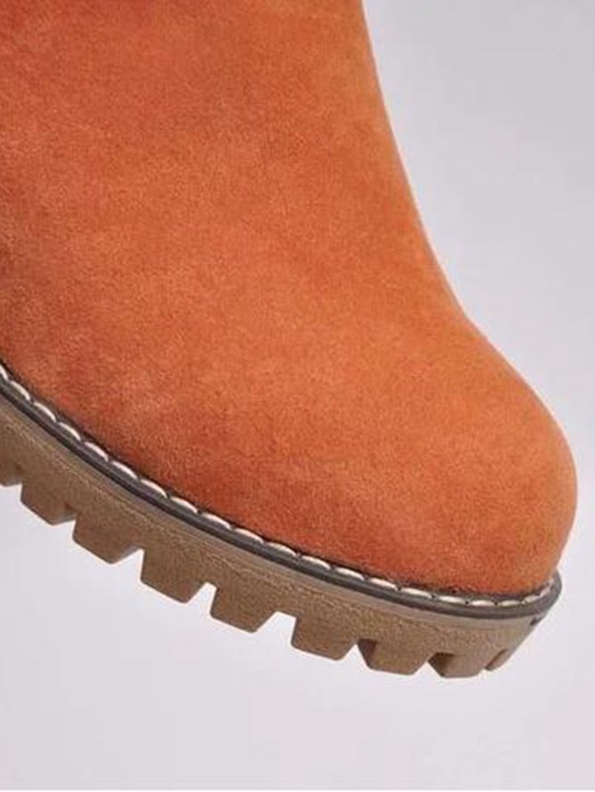 Lässig Unifarben Slip On Blockabsatz Schneestiefel