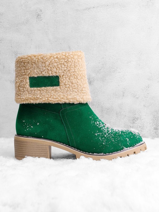 Lässig Unifarben Slip On Blockabsatz Schneestiefel