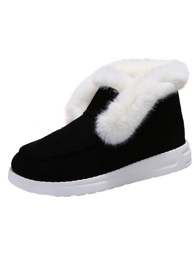 Retro Unifarben Wärme Slip On Flach Schneestiefel