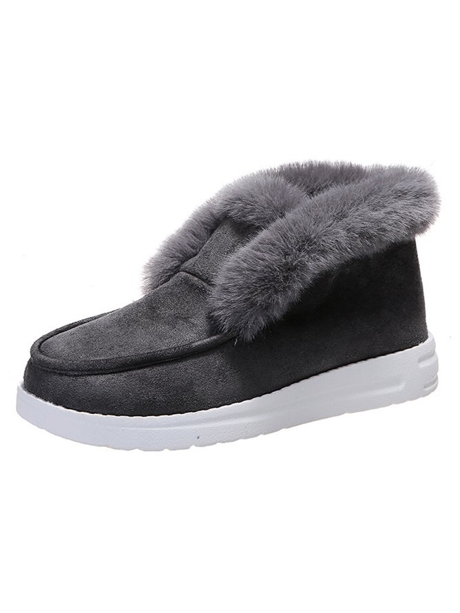 Retro Unifarben Wärme Slip On Flach Schneestiefel