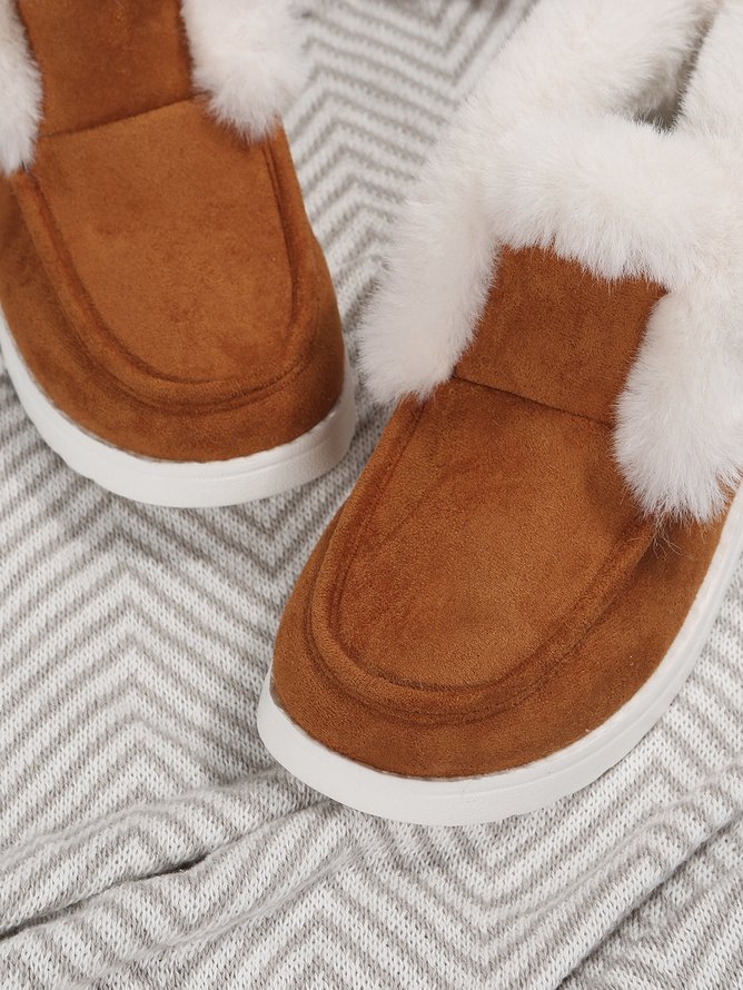 Retro Unifarben Wärme Slip On Flach Schneestiefel