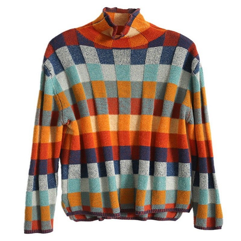 Damen Garn/Wollgarn Geometrisch Langarm Bequem Lässig Pullover