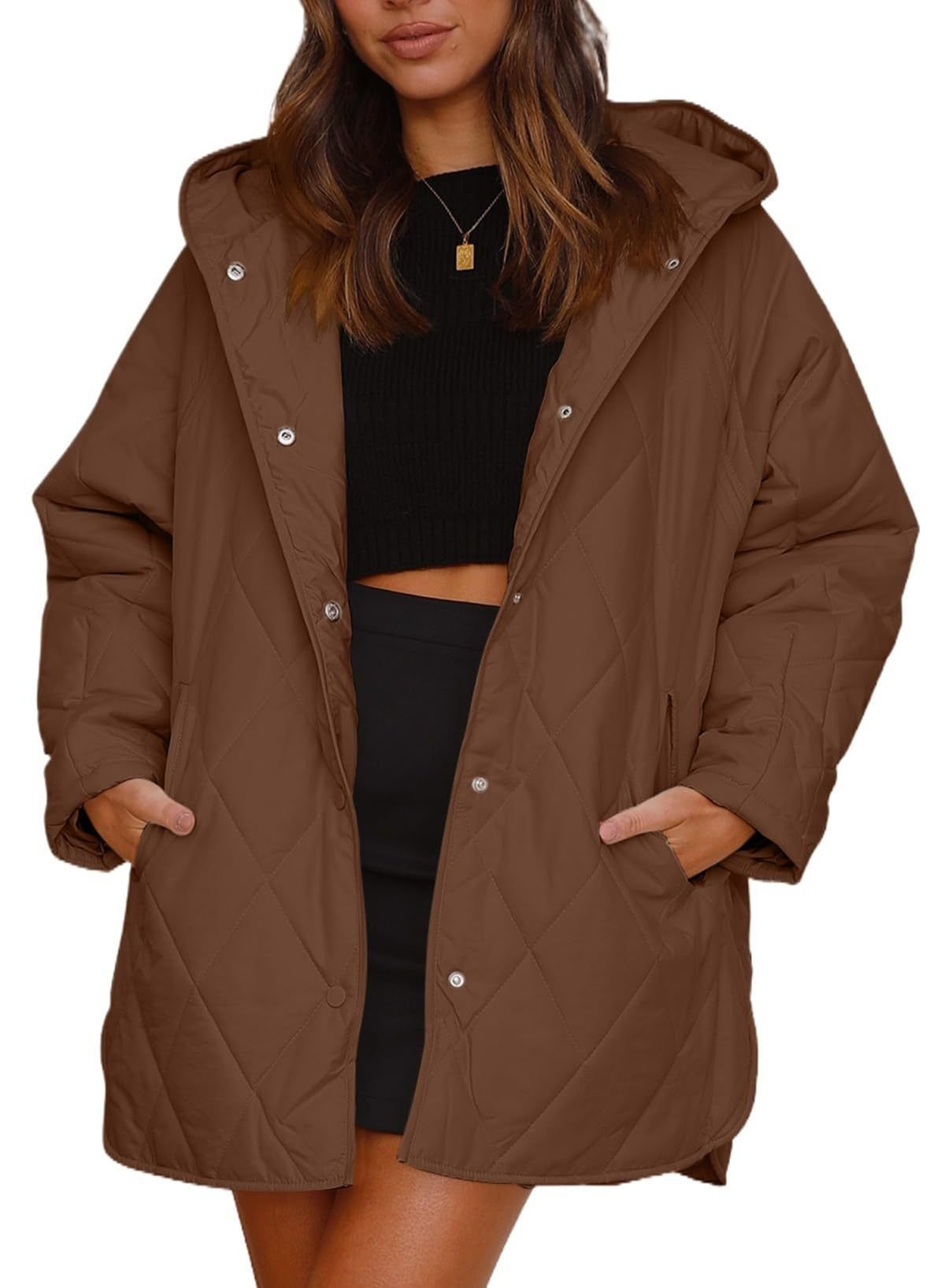 Damen Unifarben Schwer Weit Gepolstert Jacke