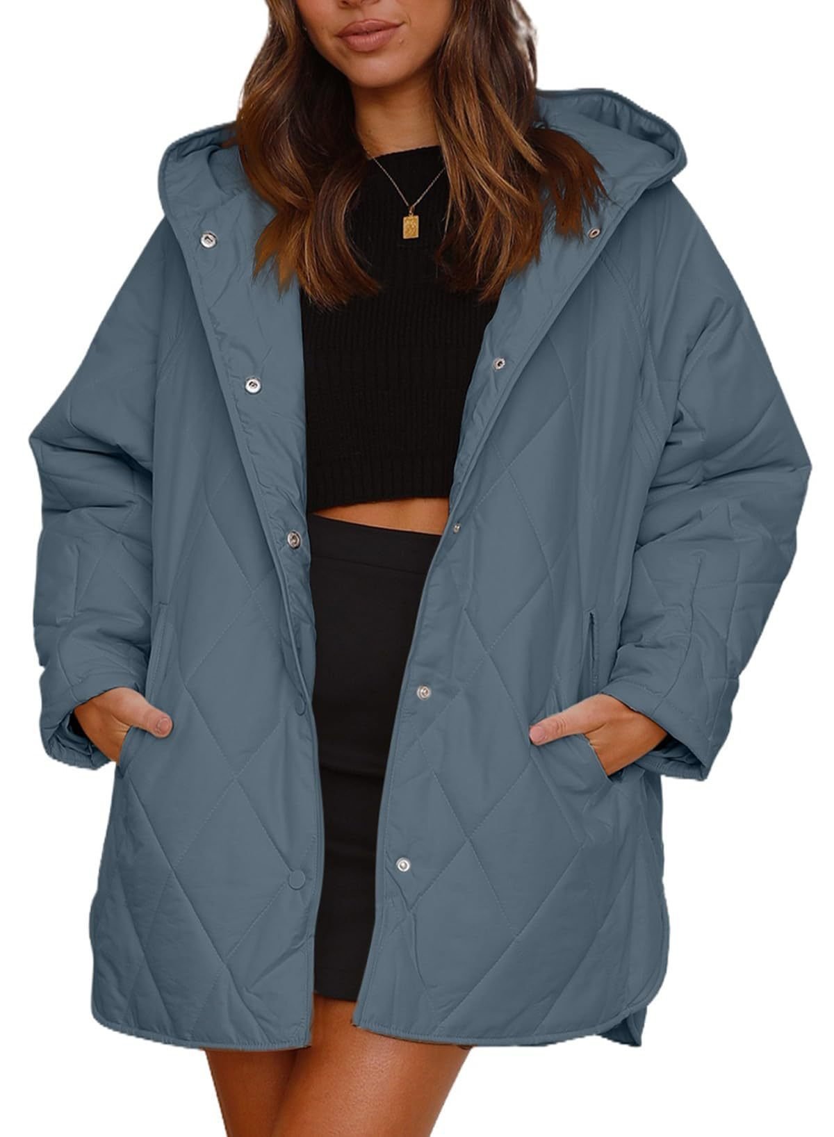 Damen Unifarben Schwer Weit Gepolstert Jacke