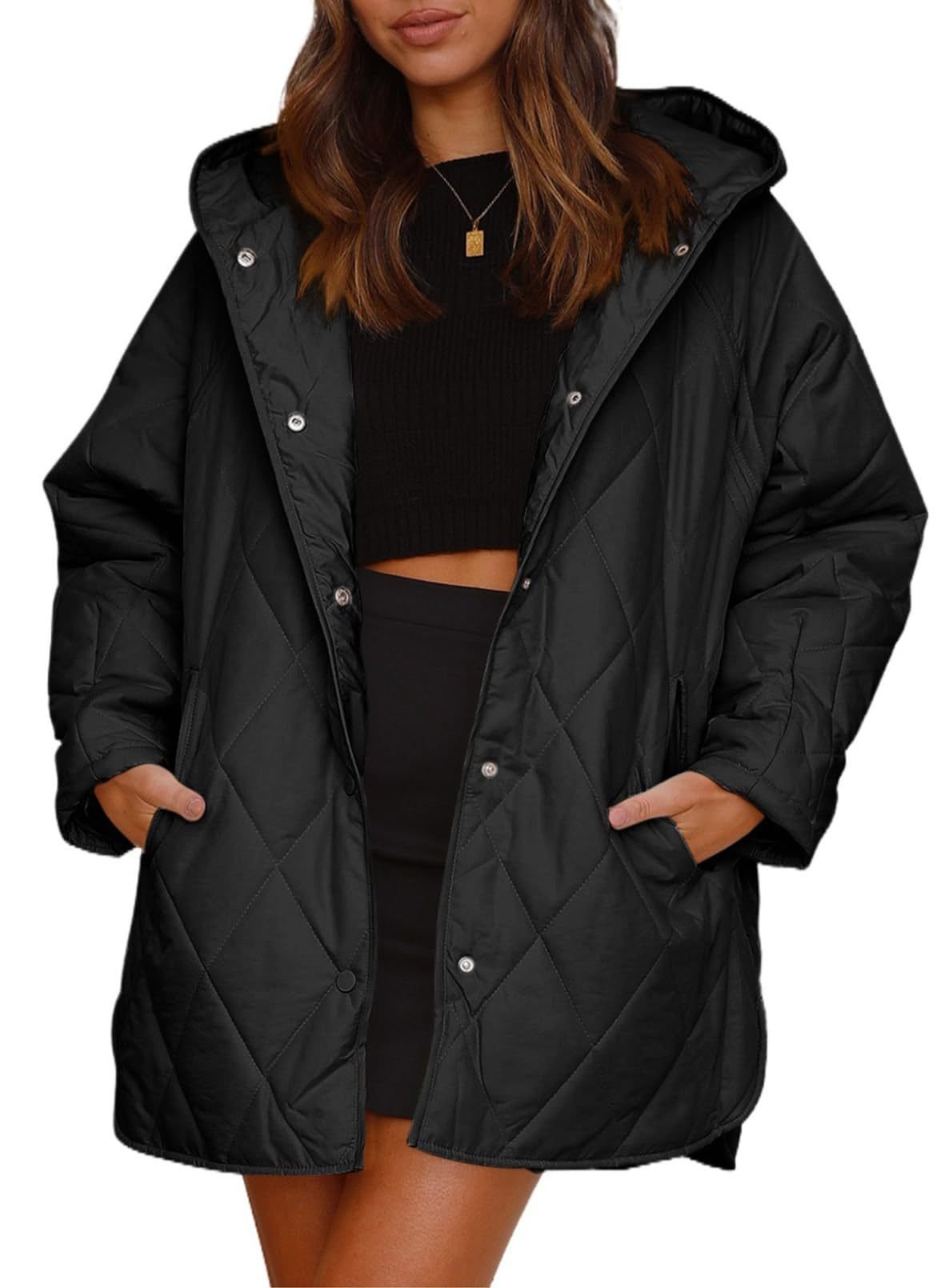 Damen Unifarben Schwer Weit Gepolstert Jacke