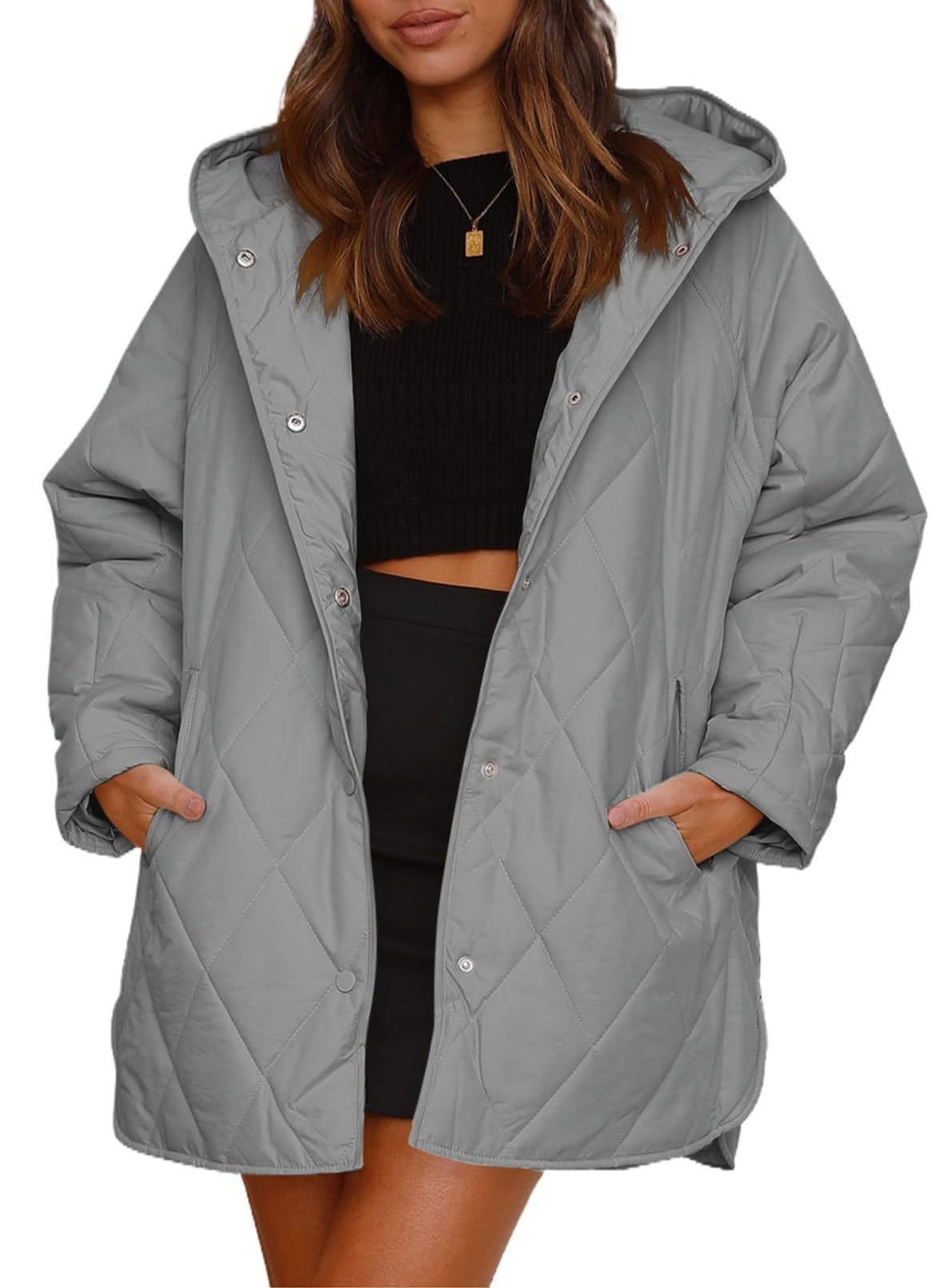 Damen Unifarben Schwer Weit Gepolstert Jacke