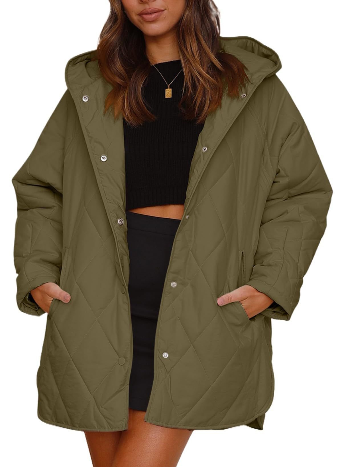 Damen Unifarben Schwer Weit Gepolstert Jacke