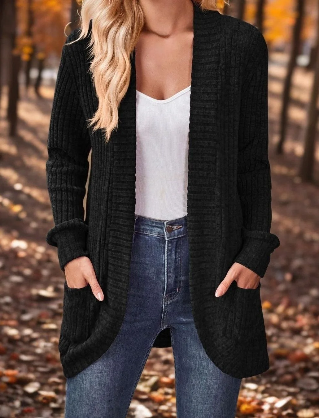 Damen Unifarben Langarm Bequem Lässig Strickjacke