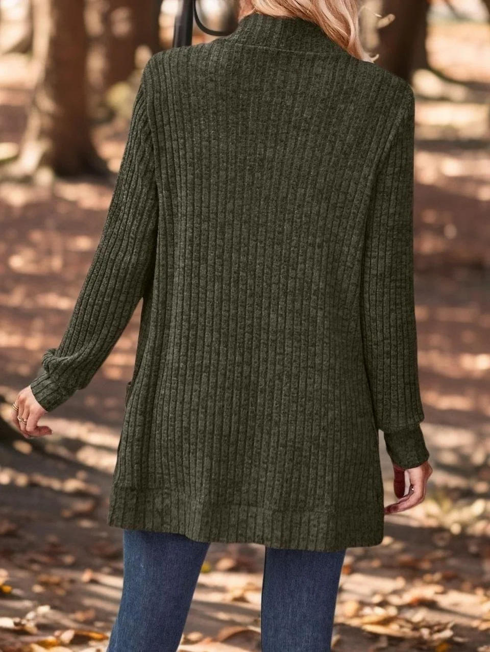 Damen Unifarben Langarm Bequem Lässig Strickjacke