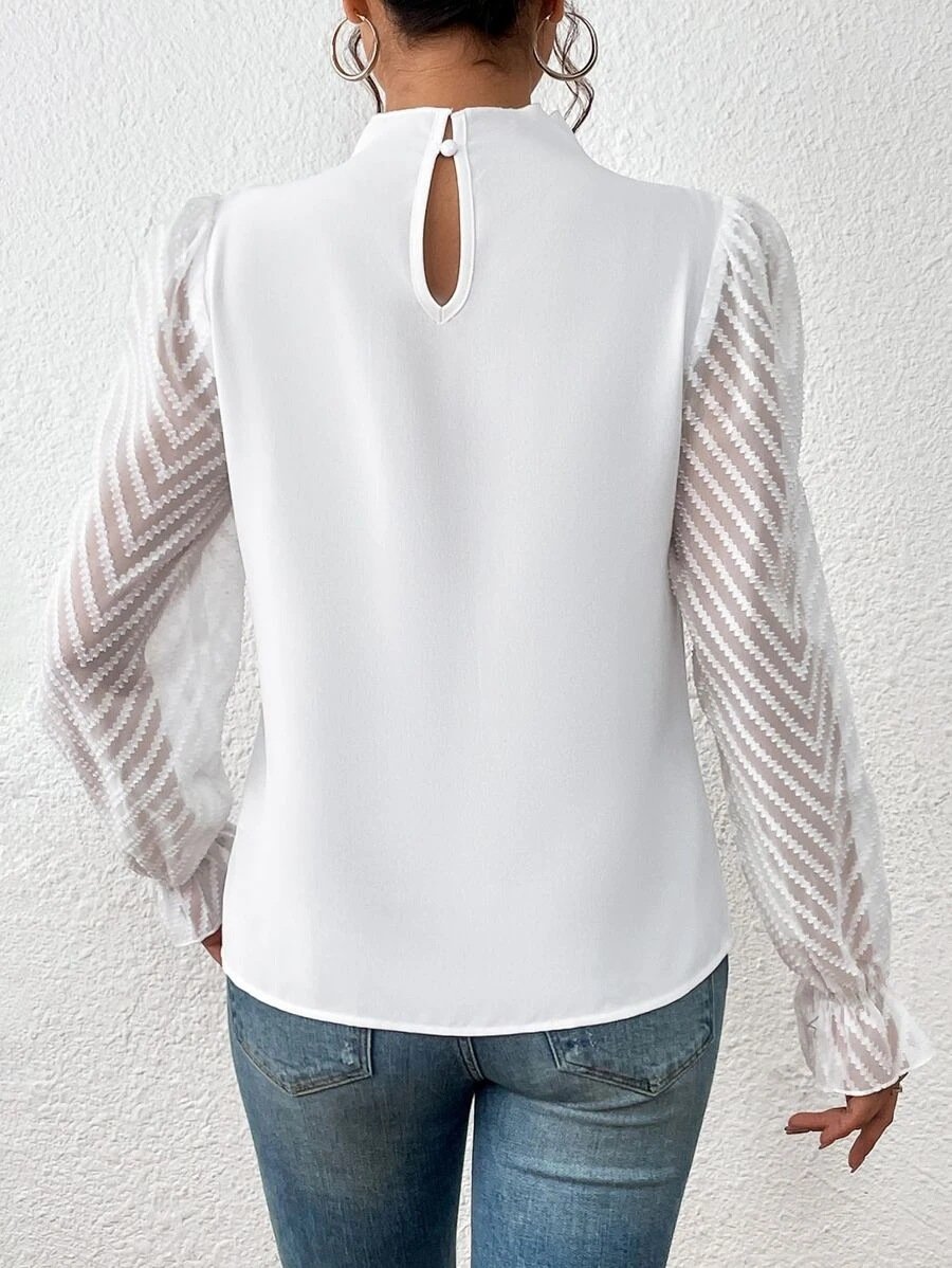 Lässig Unifarben Mock Neck Langarm T-Shirt