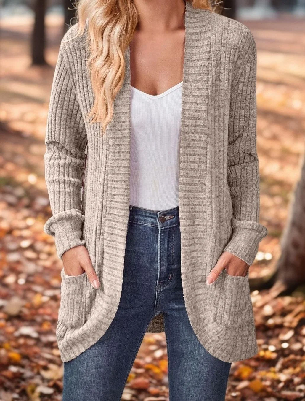 Damen Unifarben Langarm Bequem Lässig Strickjacke