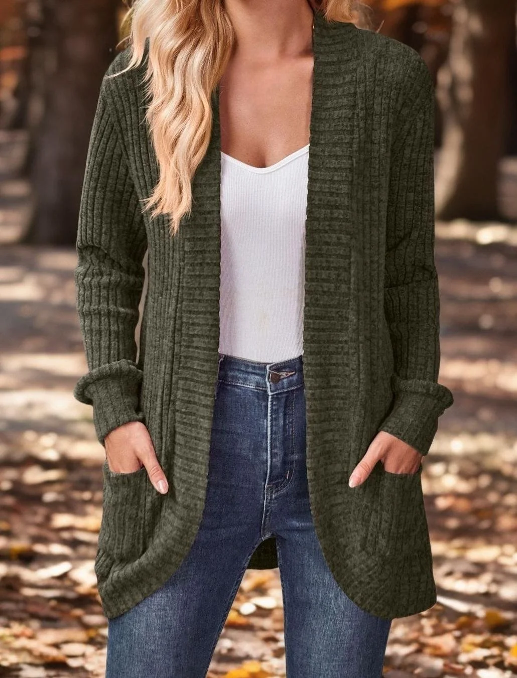 Damen Unifarben Langarm Bequem Lässig Strickjacke