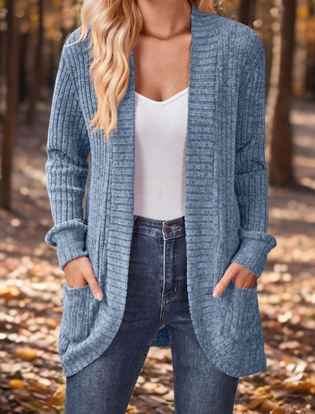 Damen Unifarben Langarm Bequem Lässig Strickjacke