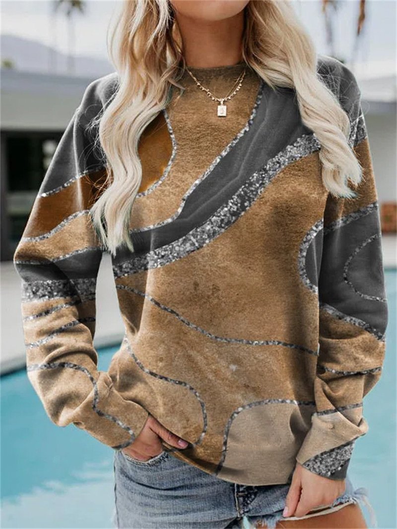 Lässig Rundhals Abstrakt Sweatshirt
