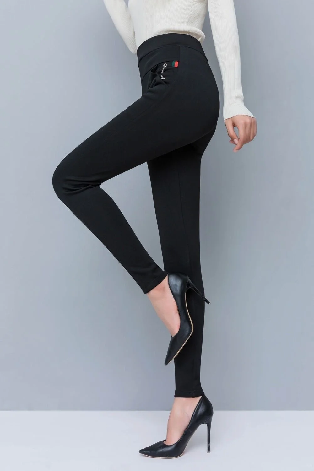 Lässig Unifarben Knöchelhose Leggings