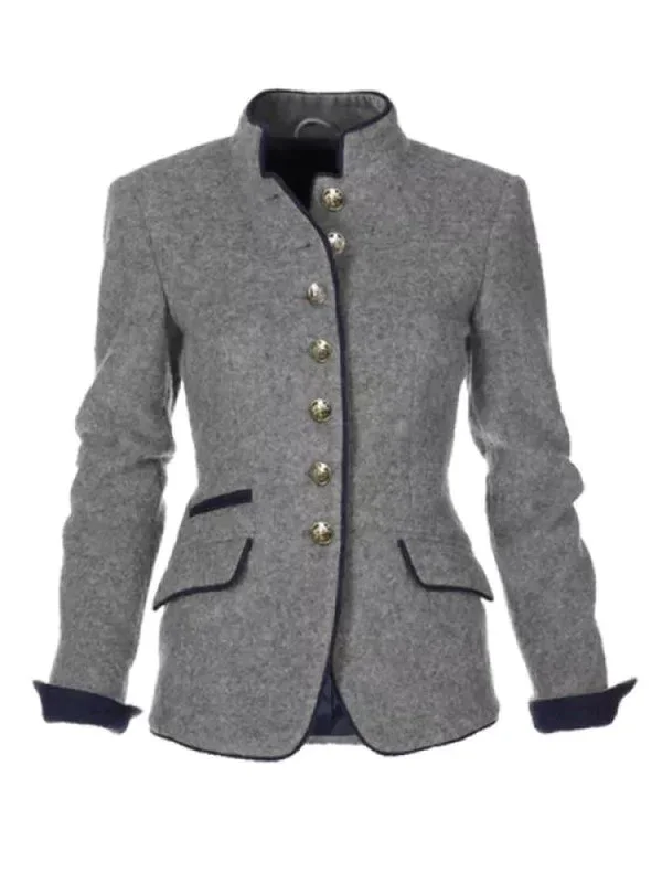Damen Frühling/Herbst Oberbekleidung Retro Unifarben Langarm Mock Neck Jacke