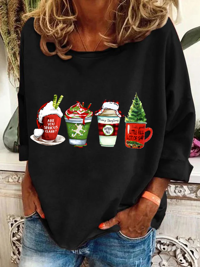 Lässig Rundhals Weihnachten Sweatshirt