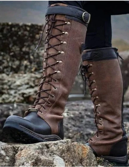 Retro Unifarben Tragbar Reißverschluss Blockabsatz Kampfstiefel