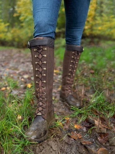 Retro Unifarben Tragbar Reißverschluss Blockabsatz Kampfstiefel