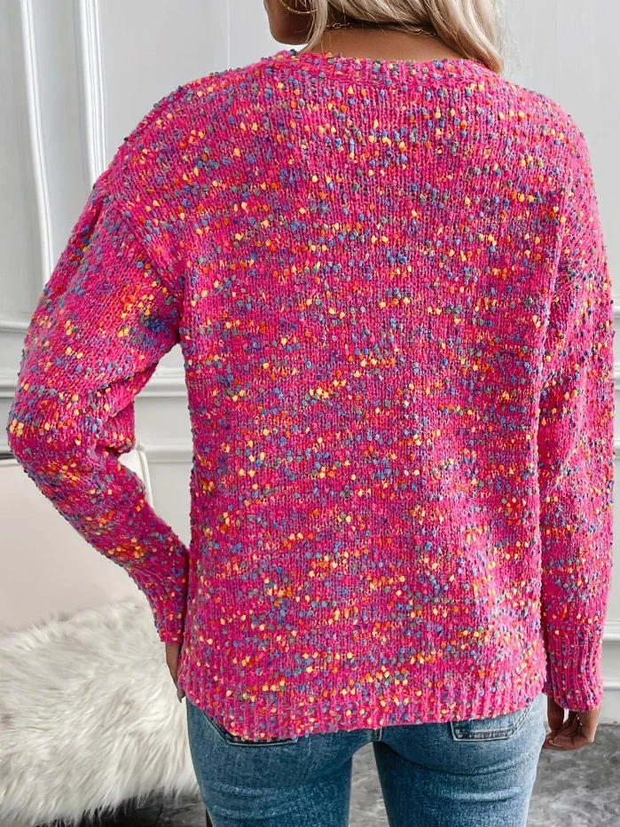 Damen Garn/Wollgarn Farbblock Langarm Bequem Lässig Pullover