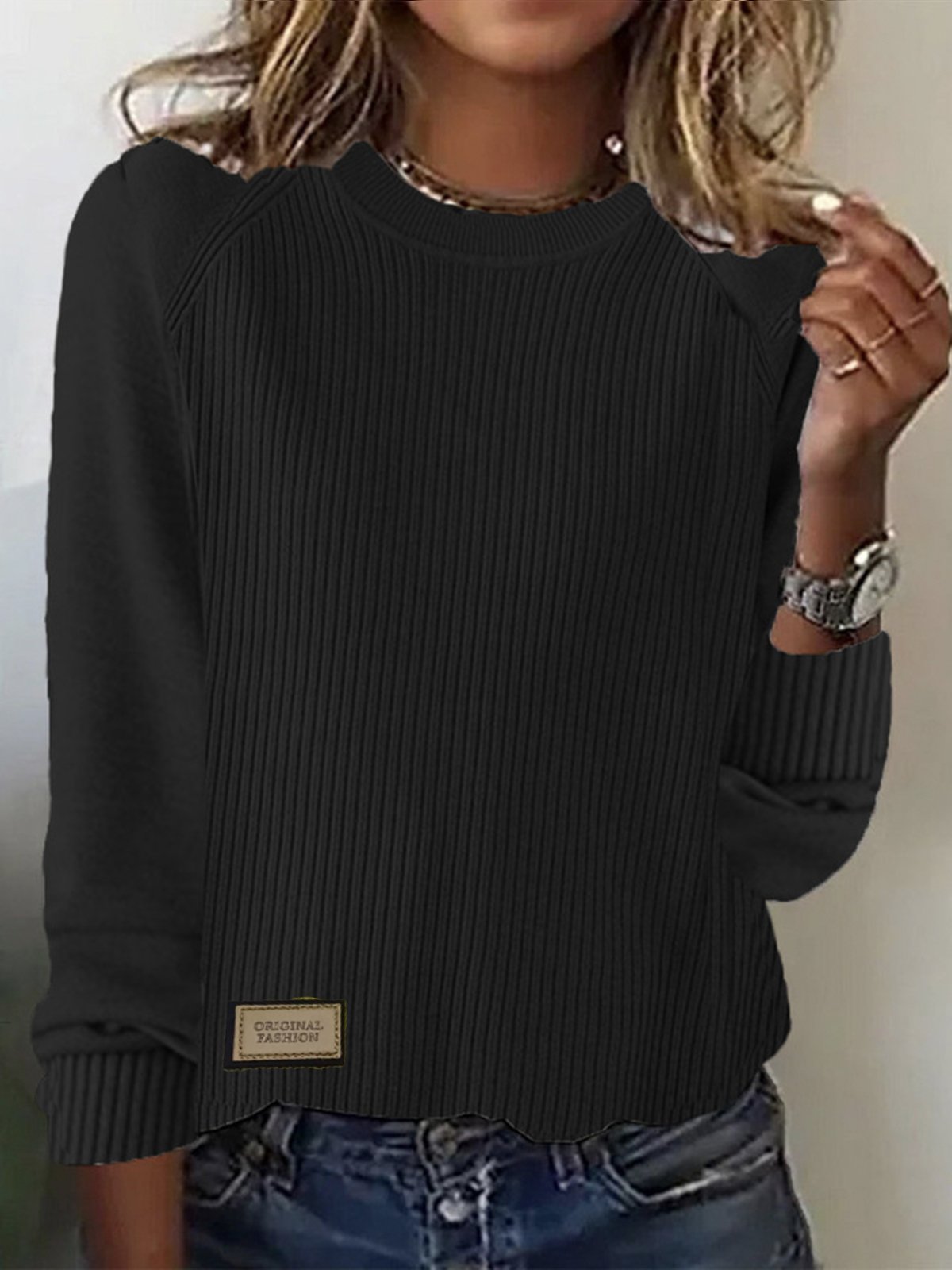 Damen Garn/Wollgarn Unifarben Langarm Bequem Lässig Pullover