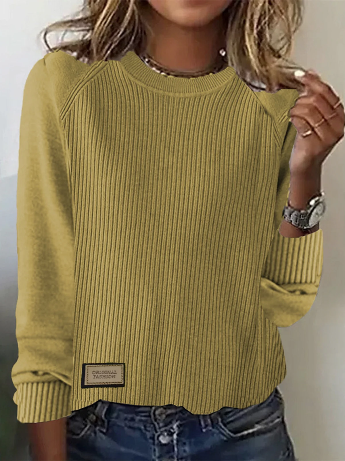 Damen Garn/Wollgarn Unifarben Langarm Bequem Lässig Pullover