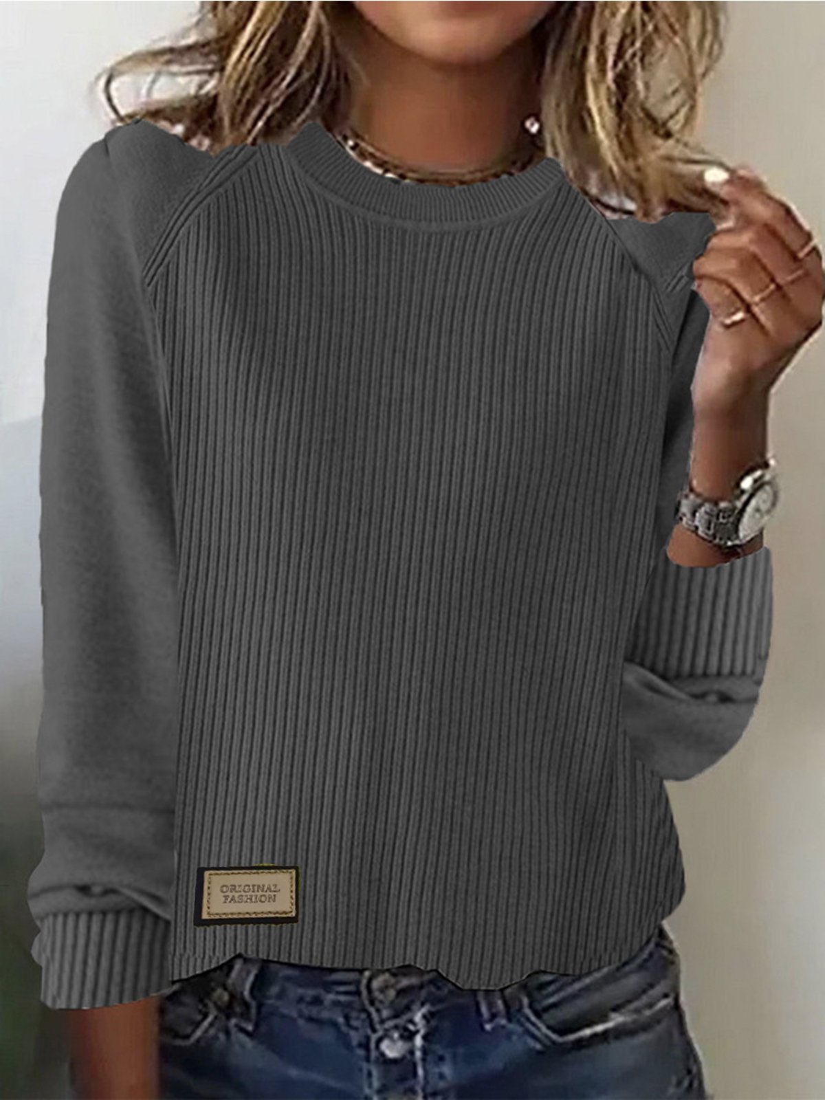 Damen Garn/Wollgarn Unifarben Langarm Bequem Lässig Pullover