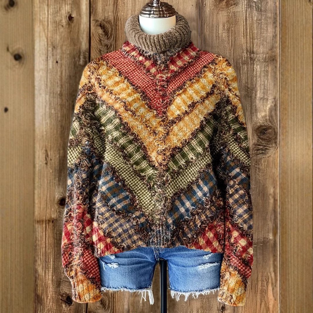 Lässig Rollkragen Geometrisch Sweatshirt