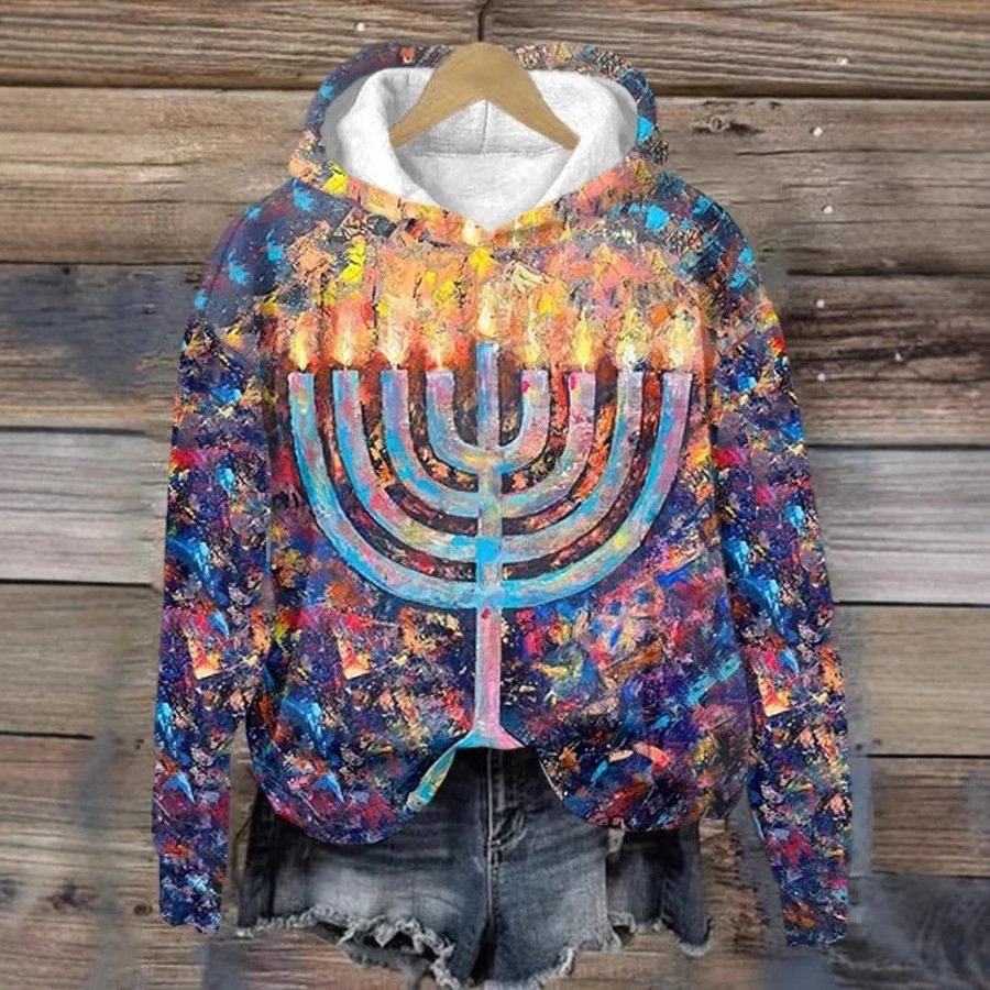 Lässig Kapuze Geometrisch Sweatshirt
