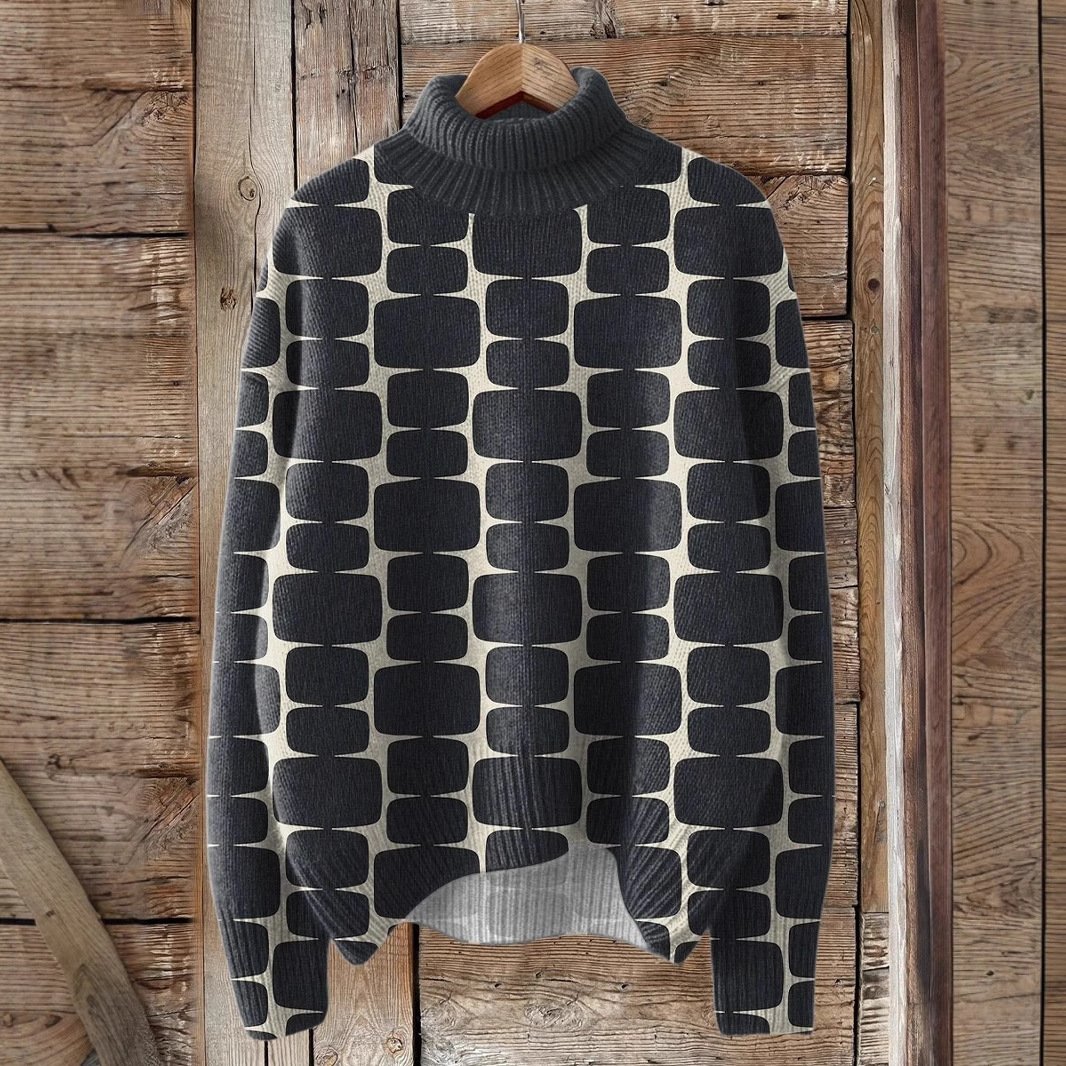 Lässig Rollkragen Geometrisch Sweatshirt