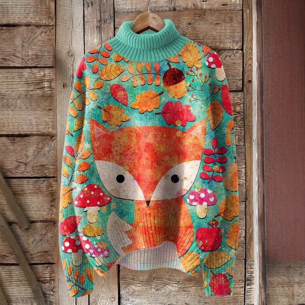 Lässig Rollkragen Tier Sweatshirt