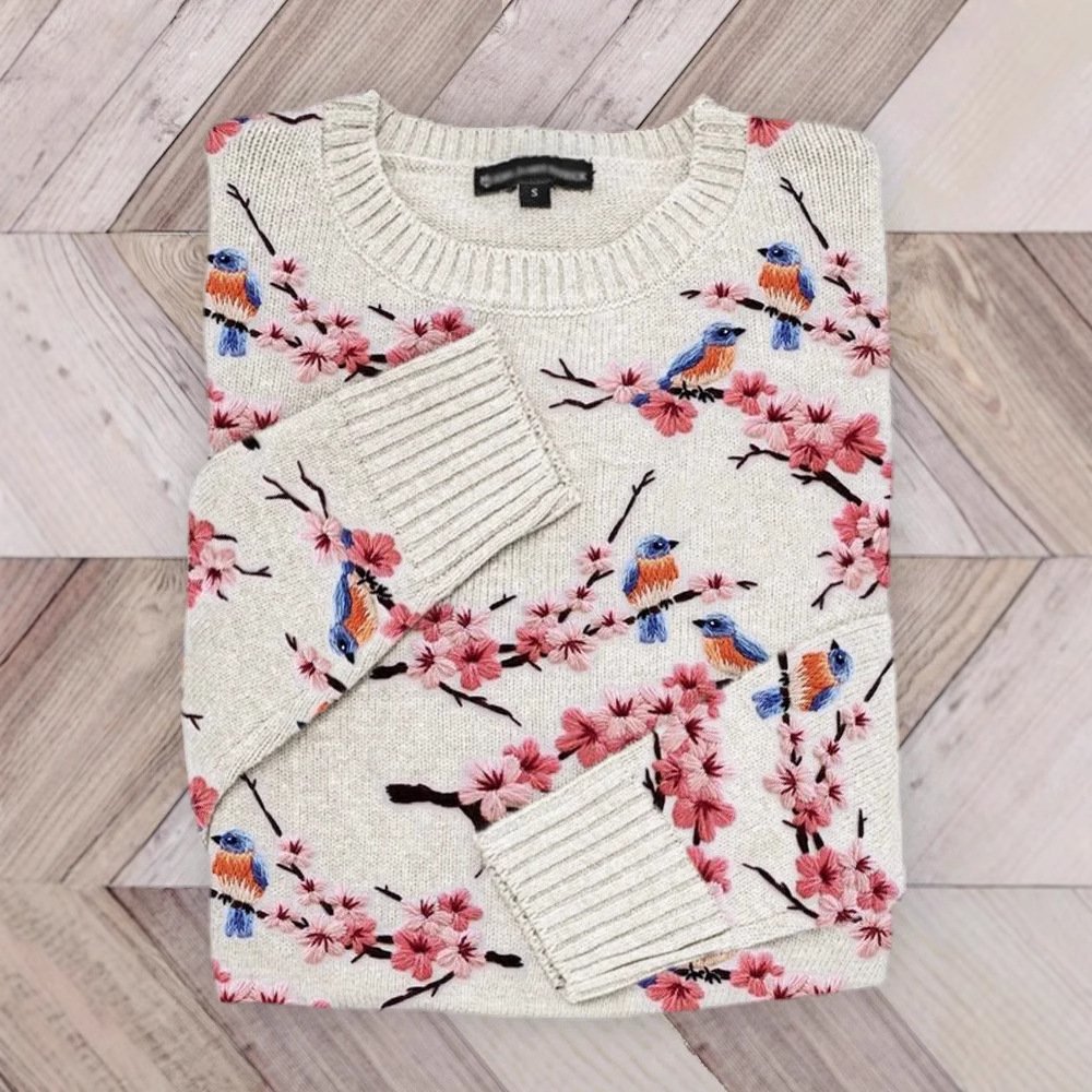 Lässig Rundhals Geblümt Sweatshirt
