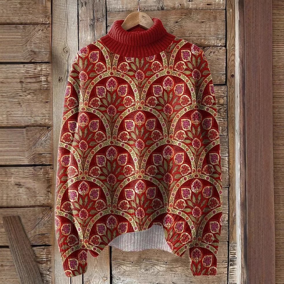 Lässig Rollkragen Ethnisch Sweatshirt